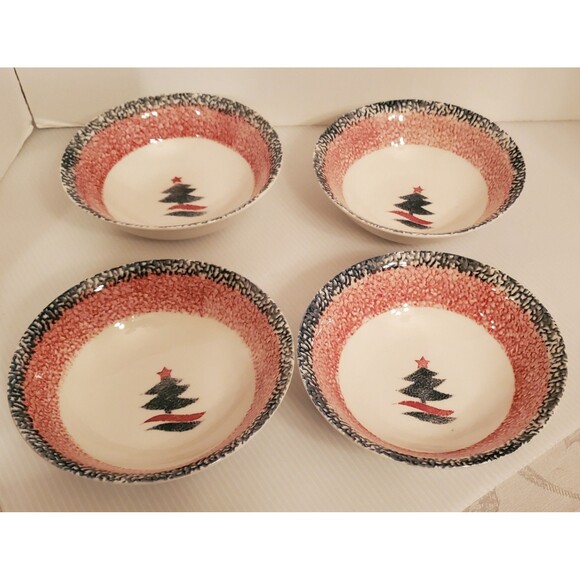 Gibson Christmas Star Dinnerware Set New 12pc Tree Spongeware Bowl Plate Mug Y2K - Picture 8 of 12